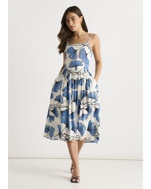 Gini London Floral Linen Mix Cami Dress - Blue