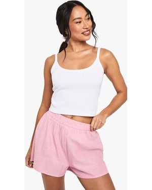 Boohoo Cotton Pinstripe Pyjama Short - Pink