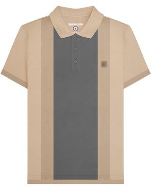 Lambretta Contrast Panel Vintage Polo Shirt Cotton - Grey