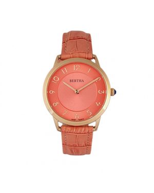 Bertha Abby Swiss Leather-Band Watch - Pink