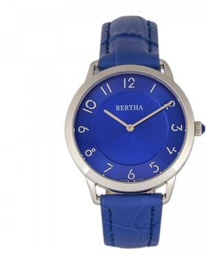 Bertha Abby Swiss Leather-Band Watch - Blue