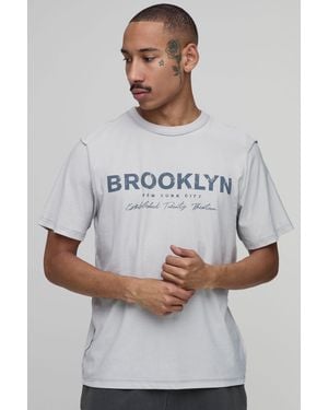 BoohooMAN Regular Brooklyn Exposed Seam T-Shirt Cotton - Grey
