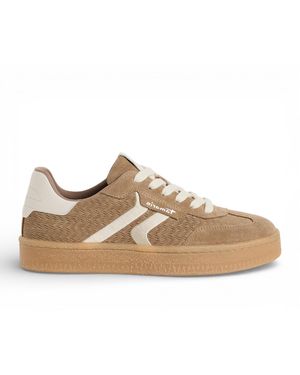 Tamaris Leather Stripes Trainers Trainer Shoes - Natural