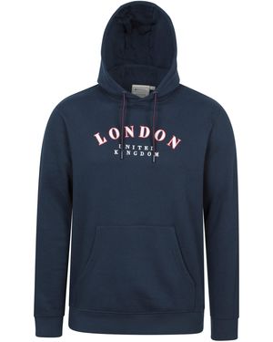 Mountain Warehouse 'Regional' London Overhead Hoodie With Kangaroo Pocket Cosy Pullover Cotton - Blue