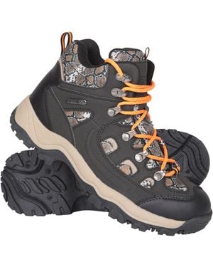 Mountain Warehouse 'Adventurer' Printed Waterproof Boots Eva Footbed Outdoors Hiking Trekking Shoes - Black