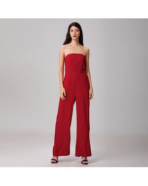 Smart & Joy Minimalistische Bustier Jumpsuit - Rood