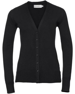 Russell Collection /Ladies Deep V Cardigan - Black