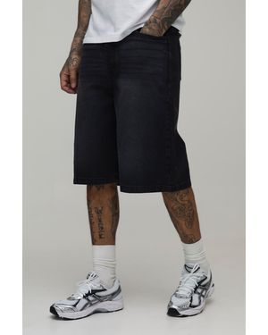 BoohooMAN Tall Essential Relaxed Fit Denim Jorts - Black