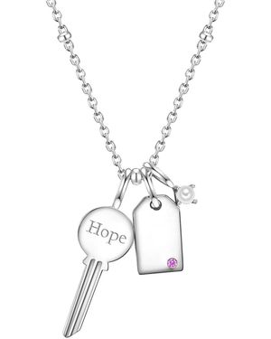 Glanzstücke München Necklace With Pendant Sterling Freshwater Cultured Pearl Corundum - Metallic