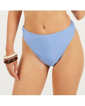 Brave Soul Leg High Waisted Bikini Bottoms - Blue