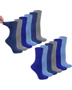 Dr.Socks 12 Pairs Ladies Bamboo Diabetic Socks - Blue