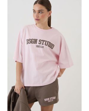 DSGN Studio Applique Oversized T-Shirt - Pink