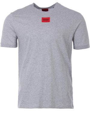 HUGO Red Logo Patch Sustainable T-shirt - Grey