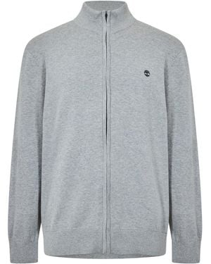 Timberland Zip Neck Funnel High Collar Long Sleeve Jumper - Grey