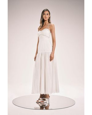 Karen Millen Cotton Diamonte Detail Woven Midi Dress - Pink