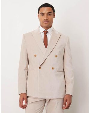 ASOS Slim Double Breasted Suit Jacket - Natural