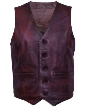 Infinity Leather Tan Waistcoat - Purple