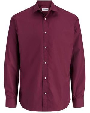 Jack & Jones Cotton Shirt Long Sleeve Button Down - Purple