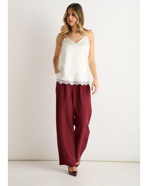 Gini London Lace Trim Satin Cami Top - Red