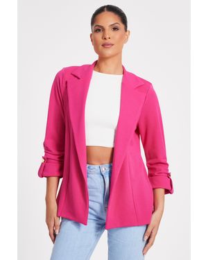 Quiz Ruched Sleeve Blazer - Pink