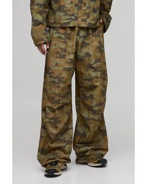BoohooMAN Extreme Parachute Camo Ripstop Trouser - Green
