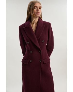 Karen Millen Wool Double Breasted Tailored Midi Coat