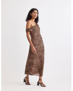 Nobody's Child Nobodys Skylar One Shoulder Midi Slip Dress - Brown