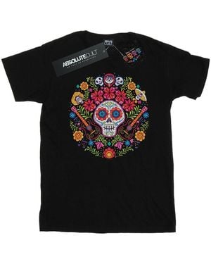 Disney Coco Embroidered Skull Print T-Shirt Cotton - Black