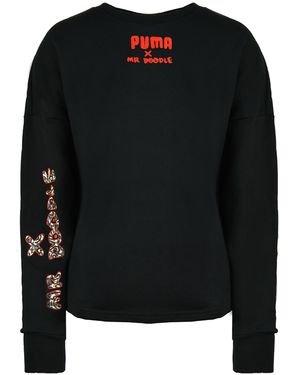 PUMA X Mr Doodle Long Sleeve Crew Neck Graphic Sweatshirt 598687 01 - Black