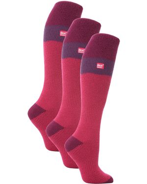 Heat Holders 3 Pack Ladies Thermal Knee High Ski Socks - Pink