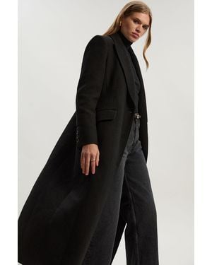 Karen Millen Wool Blend Tailored Fitted Maxi Coat - Black