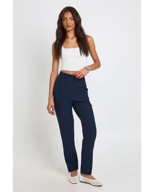 Boohoo Tall High Waist Tapered Tailored Suit Trousers - Blue