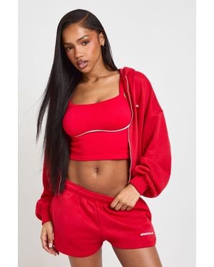 Boohoo Sports Club Embroidered Piping Sweat Short
