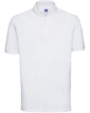Russell 100% Cotton Short Sleeve Polo Shirt - White
