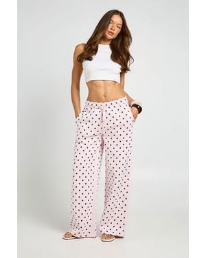 Boohoo Polka Dot Mid Rise Straight Leg Jogger - Pink