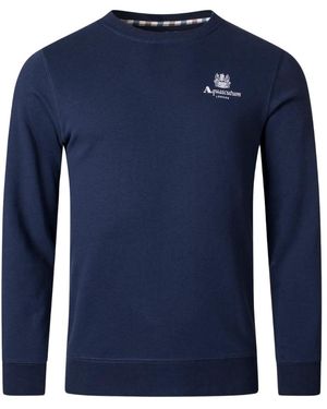 Aquascutum Active Small Logo Sweatshirt Cotton - Blue