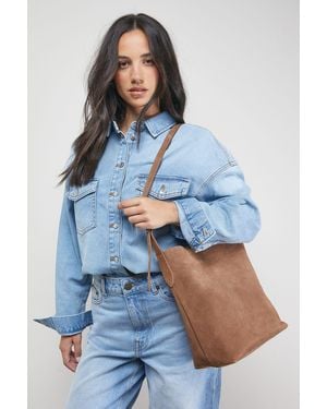 Oasis Lilah Suede Slouch Bag - Blue