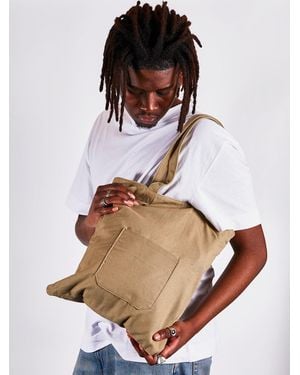 SVNX Linen Tote Bag With Front Pocket - Brown
