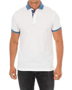 Hackett Short Sleeve Polo With Lapel Collar Hm561962 White