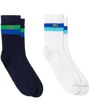Lacoste Gestreepte Katoenen Sokken Voor Volwassenen (pak Van 2) (veelkleurig) - Blauw