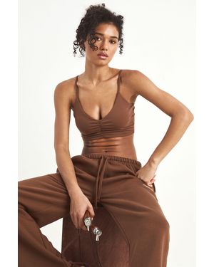 DSGN Studio Sculpt Ruched Internal Padding Sports Bra - Brown