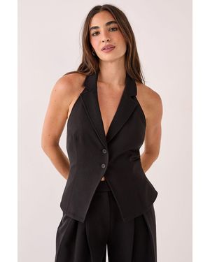 Nasty Gal Tailored Button Detail Collared Waistcoat - Black