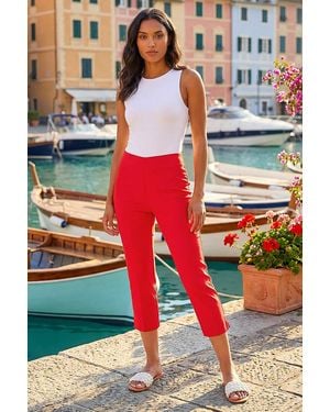 Roman Cropped Stretch Trouser - Red