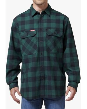 Hard Yakka Long Sleeve Check Flannel Shirts Cotton - Green