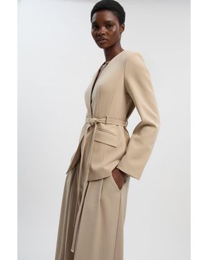 Karen Millen Compact Essential Belted Asymmetric Blazer - Natural