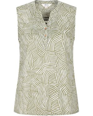 Mountain Warehouse 'Petra' Sleeveless Shirt Cotton Button Neck Summer Top - Green