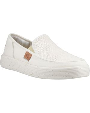 HEYDUDE Sunapee Coastline Cotton Blend Bone Loafers - White