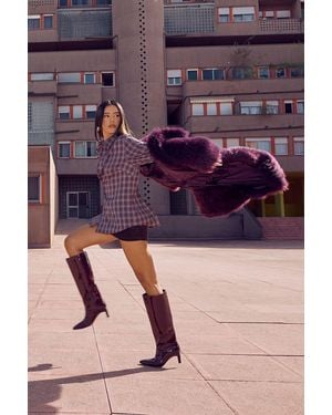 Boohoo Plus Check Wrap Shirt - Purple