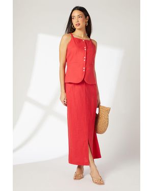 PRINCIPLES Linen Pencil Skirt - Red