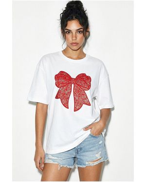 Bianco Lucci Oversized Printed Cotton T-Shirt - White